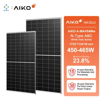Aiko ABC Solar Panels: IBC Half Cell Models - Mah54MW, 450W, 455W, 460W, 465W N-Type White Hole PV Modules