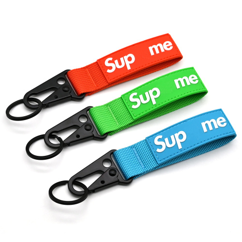 Anti-Loss PVC Patch Nylon Keychains Wrist Strap