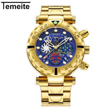 Top Brand TEMEITE Unique Design Large Dial Quartz Watch for Men - Wholesale Custom Watches