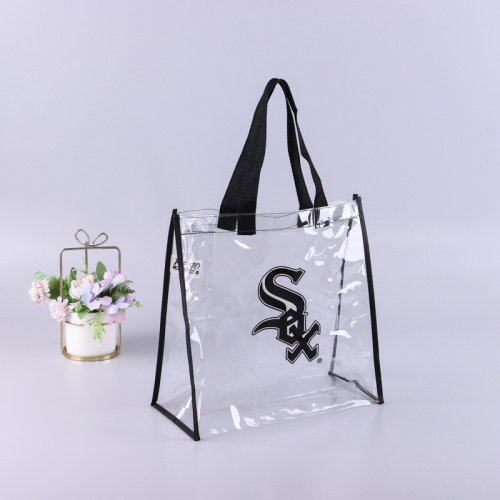 Laser PVC tote sewn plastic cosmetics shopping bags