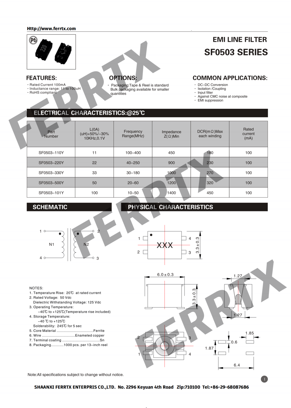 SMD Common Mode Chokes SF
