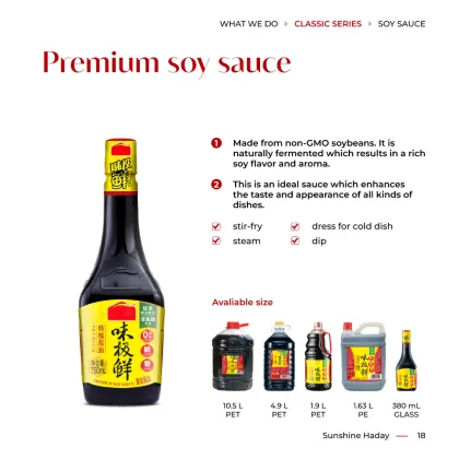 Tasty seafood flavored soy sauce