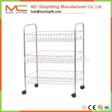 Supermarket adjustable wire service cart, wire trolley,wire promotion shelving