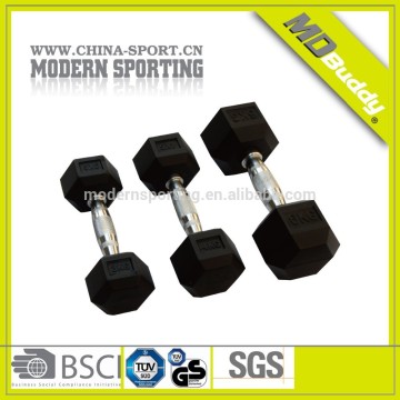 Hot selling hex rubber dumbbell for professional use