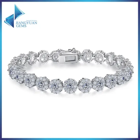 Rhodium plated cz stone tennis bracelet