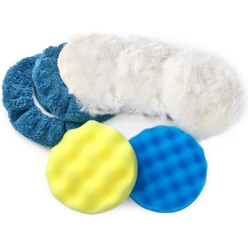 Vibratite 5 Inch 7 Pack Wool Polishing Pads & Sponge Kit for Car Waxing and Polishing