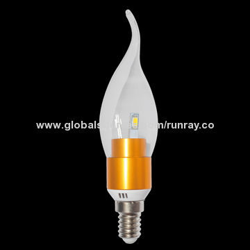 3W E14 LED Candle Bulb, 85-265V AC, Epistar 5730 SMD Chip, CE/RoHS, 80Ra CRI