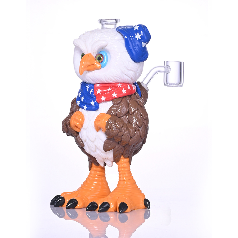 Pianra di hippies, tubo di vetro di argilla polimerica colorata, bong da aquila americana in 3D, caveo di vetro, tubo d'acqua di vetro borosilicato