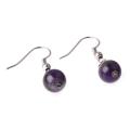 Boucles d&#39;oreilles en perles améthyste rondes 8mm Gemstone Healing