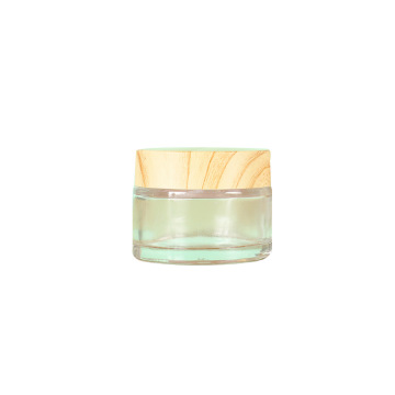 Wood Grain Cover Cream Glass Frosted Cosmetics Bottles & Jars