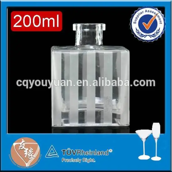 square cork top high transparency custom label 200ml diffuser glass bottle