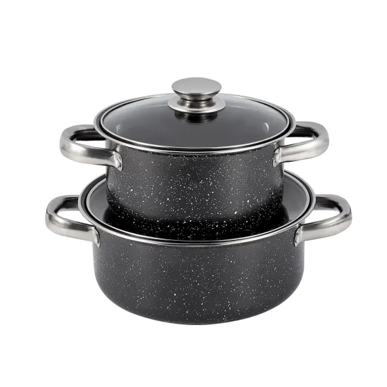 Customizable Home Kitchen Marble Finish Non-Stick Soup Pot with Lid