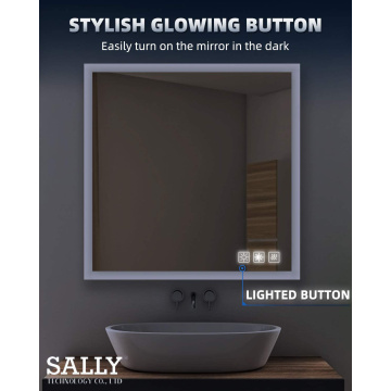 Квадратное светодиодное зеркало для макияжа SALLY с регулируемой яркостью сенсорного экрана