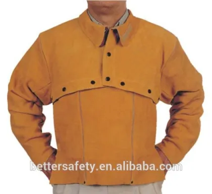 Mens Split Cowhide Leather Welding Cape Sleeves With Detachable Split Cowhide Leather Apron