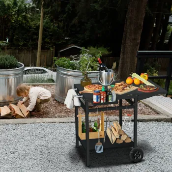 Multifunctional with Double-Shelf Versatile Outdoor Cart