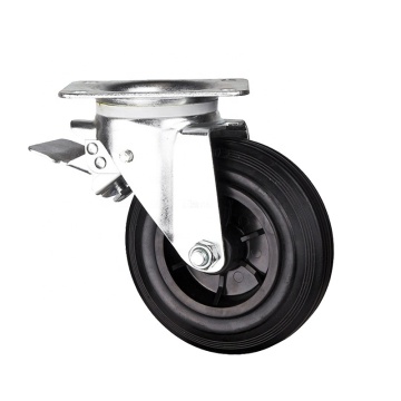Industrial Heavy Duty Casters Trolley for Trash Can, Waste Bin, and Cart with Rubber Wheels and Universal Brake - 6/8 Inch Black