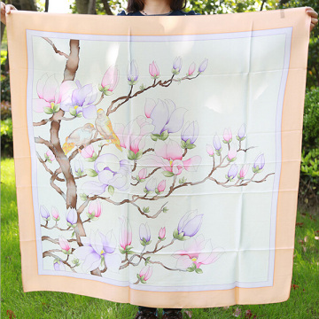 custom printed luxury 16mm 110*110cm square scarves for women
