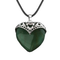 Green Aventurine Antique Silver Alloy Heart Pendant Keychain