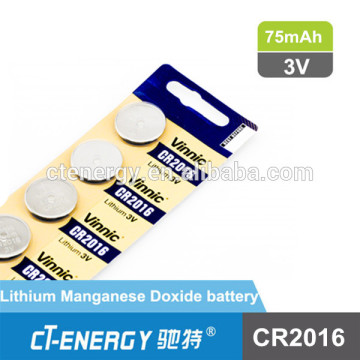 Lithium coin cell cr2016 with solder tabs