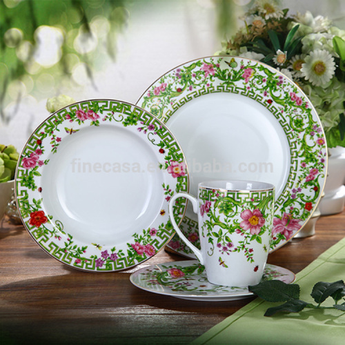 16 Pieces Elegance Fine Dinner Set Porcelain