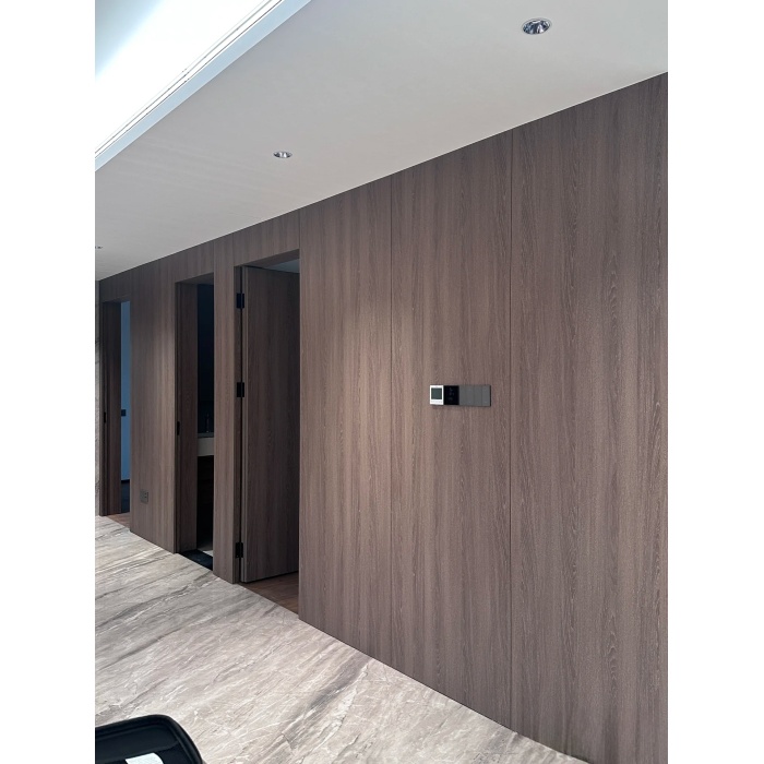 Cermin Antik Fused Wood Veneer Veneer Metallic Accent Panel untuk dinding dalaman runcit mewah kontemporari