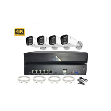 Kit di sorveglianza della visione notturna 4K: fotocamera IP da 8 MP e 4ch Poe NVR con registrazione audio