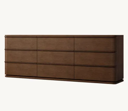 French Luxury Modern Oak Ligne 9-Drawer Dresser for Bedroom and Living Room