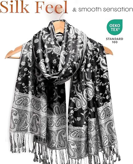 Reversible Paisley Pashmina Shawl Wraps for Women Soft Exotic Indian Rave Scarf for Evening Dress Festival Scarves