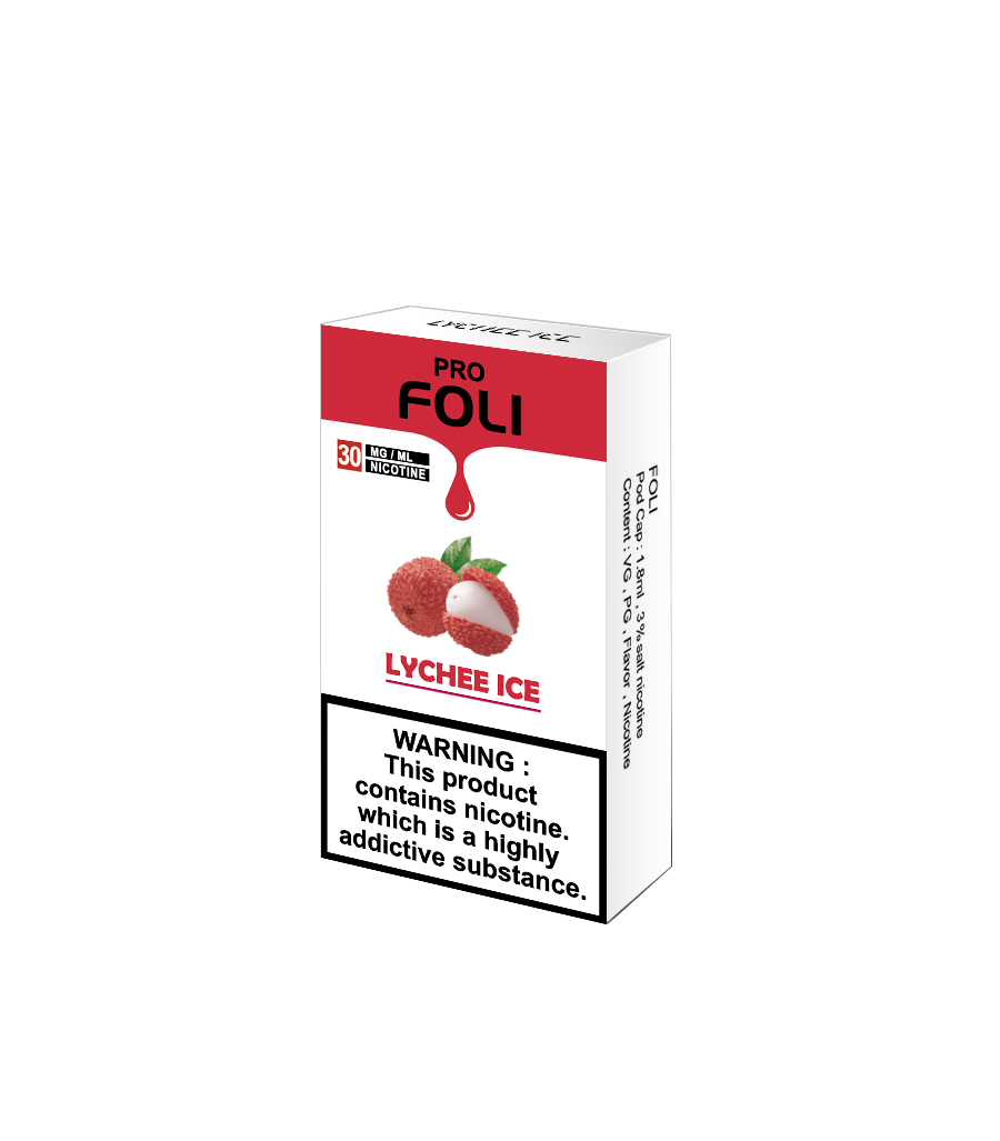 ลิ้นจี่น้ำแข็ง 600 พัฟ vape pods foli atomizer