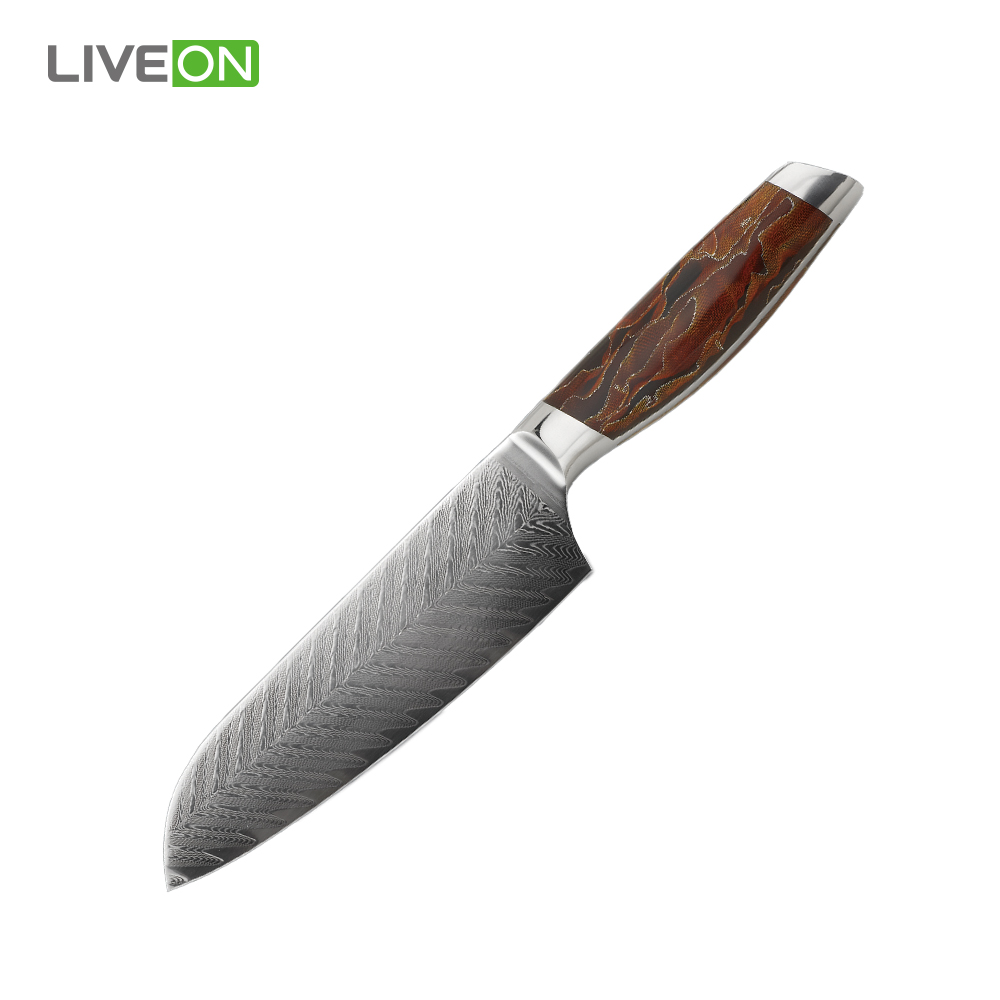 7-дюймовый стальной нож Damascus Santoku
