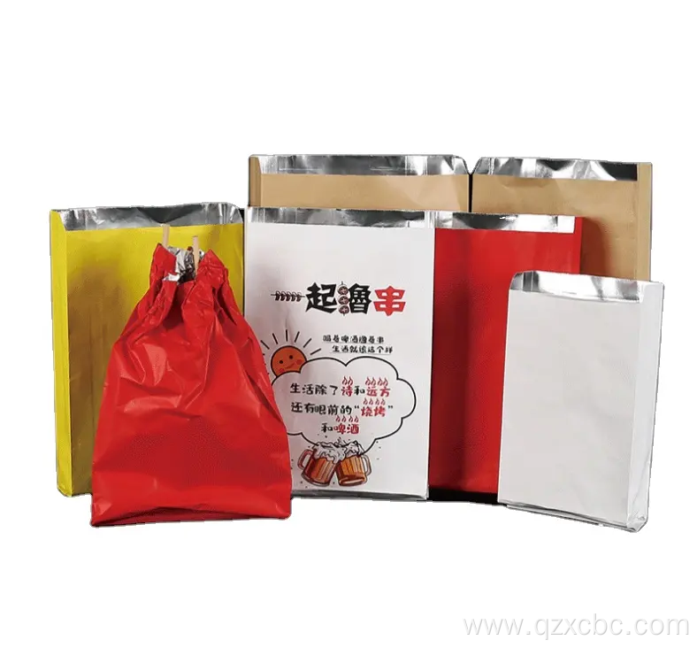 Takeaway aluminum foil food Kraft paper bag