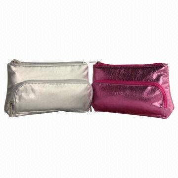 Metallic PU Cosmetic Bags, Customized Designs and Logos Accepted, OEM Orders Welcomed