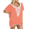 Women`s Crochet Chiffon Tassel Swimsuit Beach