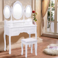 Vanity Table with Stool Girls Modern Makeup Dressing Table With 3 Mirrors Manufactory