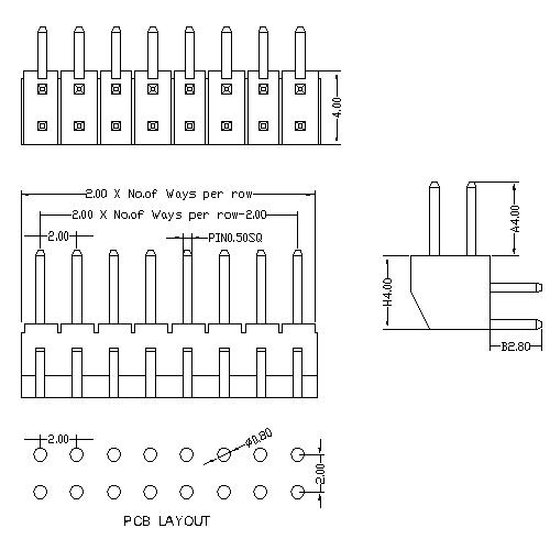 2.0 mm Pin Header Dual Row Angle Type H4.0