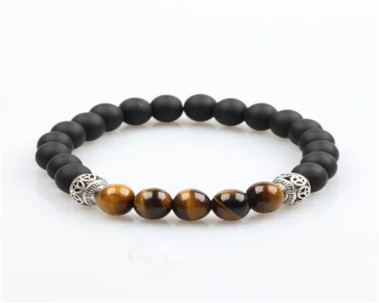 HSQ lava stone energy volcanic stone chakra seven colorful Buddha beads bracelet for wholesale