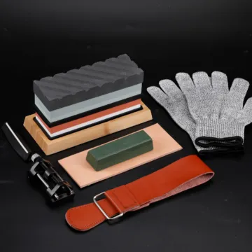 High-Quality 4-Stage Whetstone Knife Sharpener Kit: 2-Sided Grit 400/1000 to 3000/8000 - Professional Sharpening Stone Set