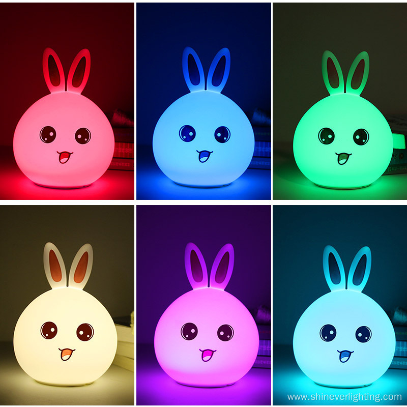 Touch Sensor Soft Silicone Bunny Led Lamp Light