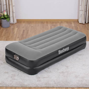 Bestway 67401 Flocked Surface Tritech air bed Twin Built-in AC pump Indoor Inflate Mattresses Built-in Pump