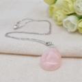 Collier pendentif en forme de goutte de quartz naturel Rose 28x35MM avec chaîne en argent de 45 cm