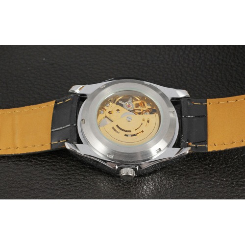 winner vintage men mechanical watch with skeleton design