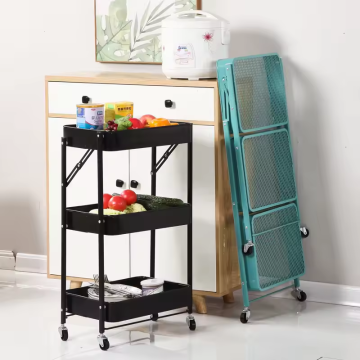 Multipurpose Metal Rolling Cart: 3-lagers grönsaksförvaringsarrangör Kökvagn