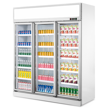 Three Door Upright Soft Drink Chiller Cooler for Catering Display