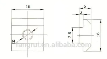 T nut, Slide-in T nut, Aluminum profile T nut