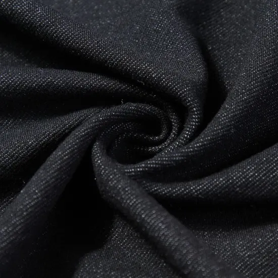 Cotton And Stretch Black Denim Fabric Wholesale