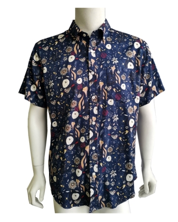 Men Causal Full Cotton Sation Drill Print Shirt