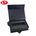 Black perfume paper box packaging with foam insert