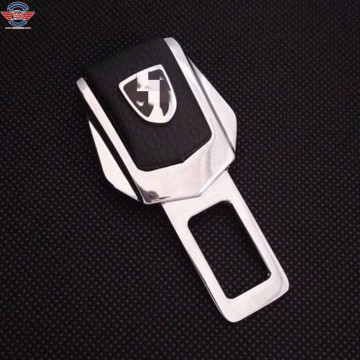 High-Quality Zine Alloy Real Leather Car Logo - No Rust No Fading Seat Belt Buckle