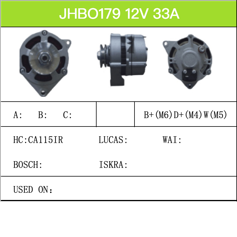 Alternator Catalogue JHBO179-X