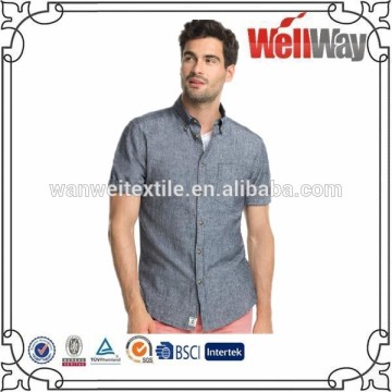 Pure Cheap Linen men shirts wholesale Hemp Clothing Fabric Short Sleeve